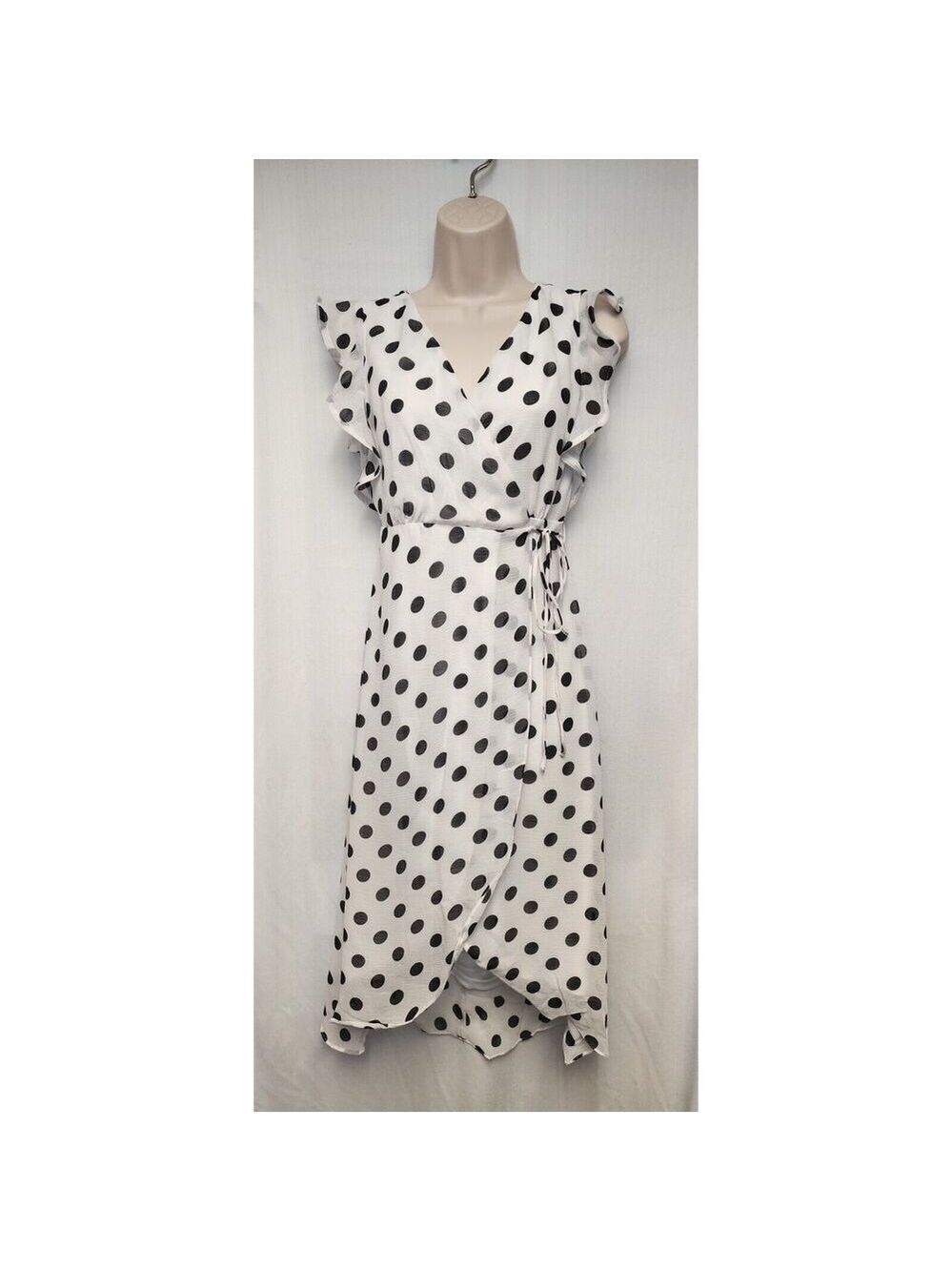 Favlux Fashion Womens Dresses Ladies Polka-Dots Dot Wrap Dress Size SM - Picture 2 of 6
